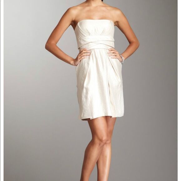 Max and Cleo gold empire waist strapless cocktail dress wedding party dress 6 - Picture 1 of 10